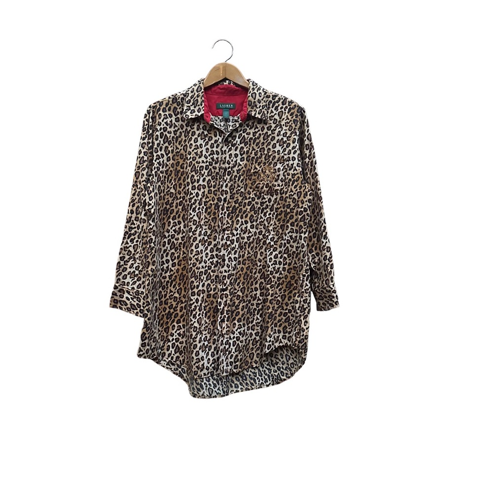 Lauren Ralph Lauren Leopard Print Sleep Big Shirt Size S/M S M Small Medium